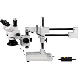 AmScope SM-4TZ-144A 3.5X-90X Trinocular Stereo Microscope with 4-Zone 144-LED Ring Light