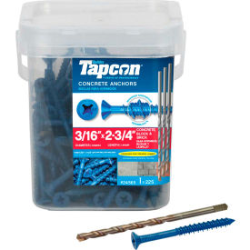 Itw Brands 24565 ITW Tapcon Concrete Anchor - 3/16 x 2-3/4" - Phillips Flat Head - Pkg of 225 - 24565 image.