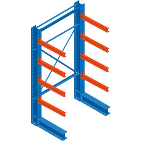 Single Sided Structural Cantilever Rack Starter, 5 Storage Levels, 48"Wx48"Dx144"H view 2