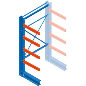 Single Sided Structural Cantilever Rack Add-On, 5 Storage Levels, 48"Wx48"Dx144"H view 2