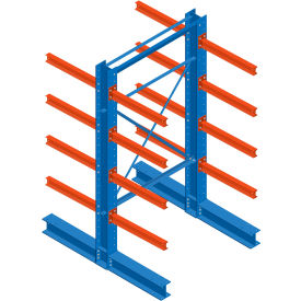 Double Sided Structural Cantilever Rack Starter, 10 Storage Levels, 48"Wx48"Dx144"H view 2