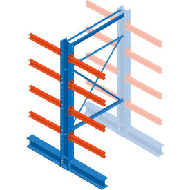 Double Sided Structural Cantilever Rack Add-On, 10 Storage Levels, 48"Wx48"Dx144"H view 2