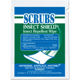 SCRUBS® Insect Shield Insect Repellent Wipes 8 x 10 White 100/Carton - ITW91401