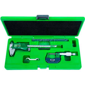 INSIZE 5003-1E 3-Piece Digital Caliper Micrometer & Steel Rule  Measuring Set
