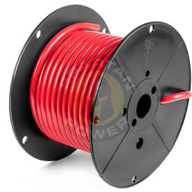 INVERTERS R US CORP BULK1/0AWG100FTRED Spartan Power Battery Cable with Reel, 1/0 AWG, 100 ft, Red image.