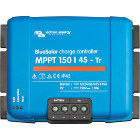 INVERTERS R US CORP SCC010045200 Victron Energy BlueSolar MPPT 150/45-Tr, Blue, Aluminum image.