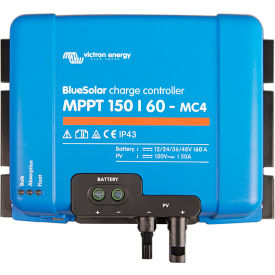 INVERTERS R US CORP SCC010060300 Victron Energy BlueSolar Charge Controller, MPPT 150/60-MC4 Connection, Blue, Aluminum image.