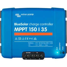 INVERTERS R US CORP SCC020035000 Victron Energy BlueSolar MPPT 150/35, Blue, Aluminum image.