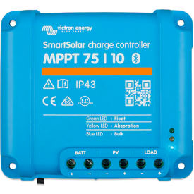 INVERTERS R US CORP SCC075010060R Victron Energy SmartSolar Charge Controller, MPPT 75/10 Retail Packaging, Blue, Aluminum image.