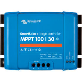 INVERTERS R US CORP SCC110030210 Victron Energy SmartSolar Charge Controller, MPPT 100/30, Blue, Aluminum image.