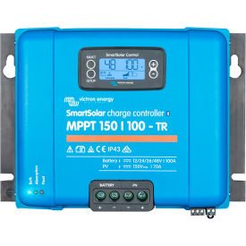 INVERTERS R US CORP SCC115110411 Victron Energy SmartSolar Charge Controller, MPPT 150V/100-Tr Screw Connection VE.Can, Blue, Alum. image.