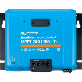INVERTERS R US CORP SCC125110411 Victron Energy SmartSolar Charge Controller, MPPT 250V/100-Tr Screw Connection VE.Can, Blue, Alum. image.