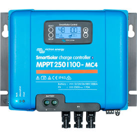 INVERTERS R US CORP SCC125110511 Victron Energy SmartSolar Charge Controller, MPPT 250V/100-MC4 Connection VE.Can, Blue, Aluminum image.