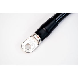 INVERTERS R US CORP SINGLEBLACK0AWG1FT38 Spartan Power Single Battery Cable with 3/8" Ring Terminals, 1/0 AWG, 1 ft, Black image.