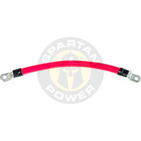 INVERTERS R US CORP SINGLERED0AWG1FT38 Spartan Power Single Battery Cable with 3/8" Ring Terminals, 1/0 AWG, 1 ft, Red image.