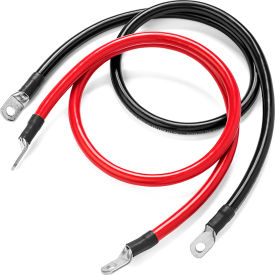INVERTERS R US CORP SP-1FT2AWG56 Spartan Power Battery Cable Set with 5/16" Ring Terminals, 2 AWG, 1 ft, Black & Red image.