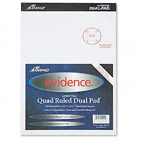 Evidence Quad Dual-Pad, Micro-Perf, 8-1/2 x 11-3/4, 100 Sheets/Pad, 2 Pads/Pack