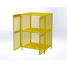 Jamco Gas Cylinder Mesh Storage Cabinet 50"W x 40"D x 71"H 12 - 18 Vertical Cylinder Cap. Yellow 