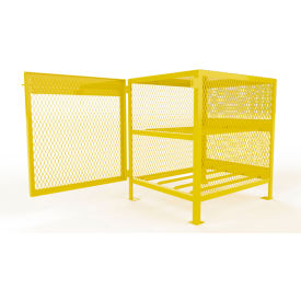 Jamco Gas Cylinder Mesh Storage Cabinet 33"W x 40"D x 40"H 4 Horizontal Cylinder Capacity Yellow 