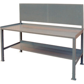 Jamco Products, Inc. WR472GP Jamco Stationary Workbench W/ Pegboard Panel & Steel Square Edge, 72"W x 36"D, Gray image.