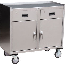Jamco Stainless Steel Mobile Cabinet 2 Lockable Drawers 2 Lockable Doors 36"W x 18"D Silver 