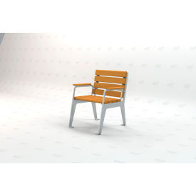 Frog Furnishings Plaza Recycled Plastic Patio Chair Silver Frame Cedar Slats 