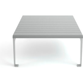 Frog Furnishings Plaza Recycled Plastic Outdoor Table Silver Frame Gray Slats 