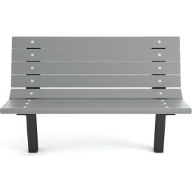 Frog Furnishings Contour 4 Recycled Plastic Bench In Ground Mount Gray Bench/Black Frame 