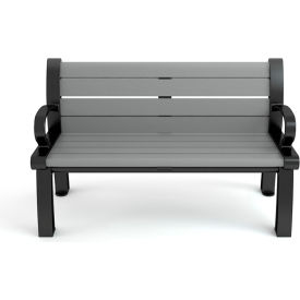 Frog Furnishings Heritage 4 Recycled Plastic Bench Gray Bench/Black Frame 