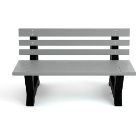Frog Furnishings Brooklyn 4 Recycled Plastic Bench Gray Bench/Black Frame 