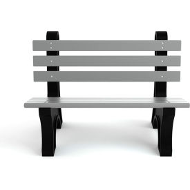 Frog Furnishings Comfort Park Avenue 4 Recycled Plastic Bench Gray Bench/Black Frame 