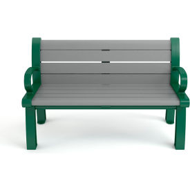 Frog Furnishings Heritage 4 Recycled Plastic Bench Gray Bench/Green Frame 