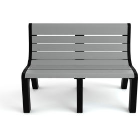 Frog Furnishings Newport 4 Recycled Plastic Bench with Back Gray Bench/Black Frame 