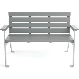 Frog Furnishings Plaza 4 Recycled Plastic Bench Gray Bench/Silver Frame 