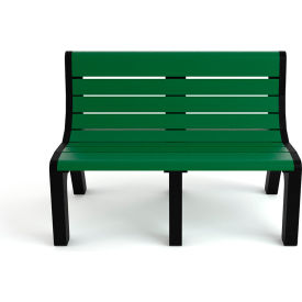 Frog Furnishings Newport 4 Recycled Plastic Bench with Back Green Bench/Black Frame 