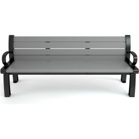 Frog Furnishings Heritage 5 Recycled Plastic Bench Gray Bench/Black Frame 