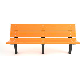 Frog Furnishings Contour 6 Recycled Plastic Bench In Ground Mount Cedar Bench/Black Frame 