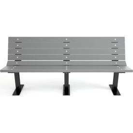 Frog Furnishings Contour 6 Recycled Plastic Bench Gray Bench/Black Frame 