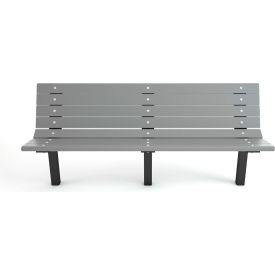 Frog Furnishings Contour 6 Recycled Plastic Bench In Ground Mount Gray Bench/Black Frame 