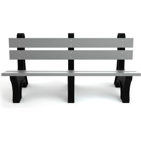 Frog Furnishings Colonial 6 Recycled Plastic Bench Gray Bench/Black Frame 