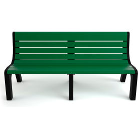 Frog Furnishings Newport 6 Recycled Plastic Bench with Back Green Bench/Black Frame 