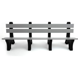 Frog Furnishings Colonial 8 Recycled Plastic Bench Gray Bench/Black Frame 