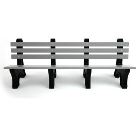 Frog Furnishings Comfort Park Avenue 8 Recycled Plastic Bench Gray Bench/Black Frame 