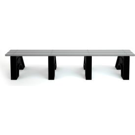 Frog Furnishings Sport 8 Recycled Plastic Bench Gray Bench/Black Frame 