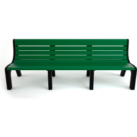 Frog Furnishings Newport 8 Recycled Plastic Bench with Back Green Bench/Black Frame 