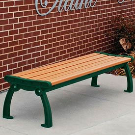 Frog Furnishings Recycled Plastic 4 ft. Heritage Backless Bench Cedar Bench/Green Frame