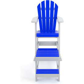 Jayhawk Plastics PB 62LGCBLUWHI Frog Furnishings Lifeguard Chair, 62" Seat Height, Blue/White image.
