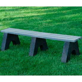 Frog Furnishings 6' Recycled Plastic Sport Bench, Gray Bench/Black Frame