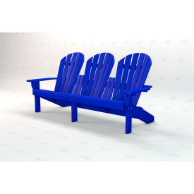 Recycled Plastic Grand Isle 3-Seat Adirondack Chair, Blue view 2