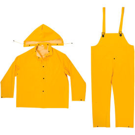 Enguard 3-Piece Rainsuit, 35 mil PVC/Polyester, Snap Closure, Yellow, 4XL